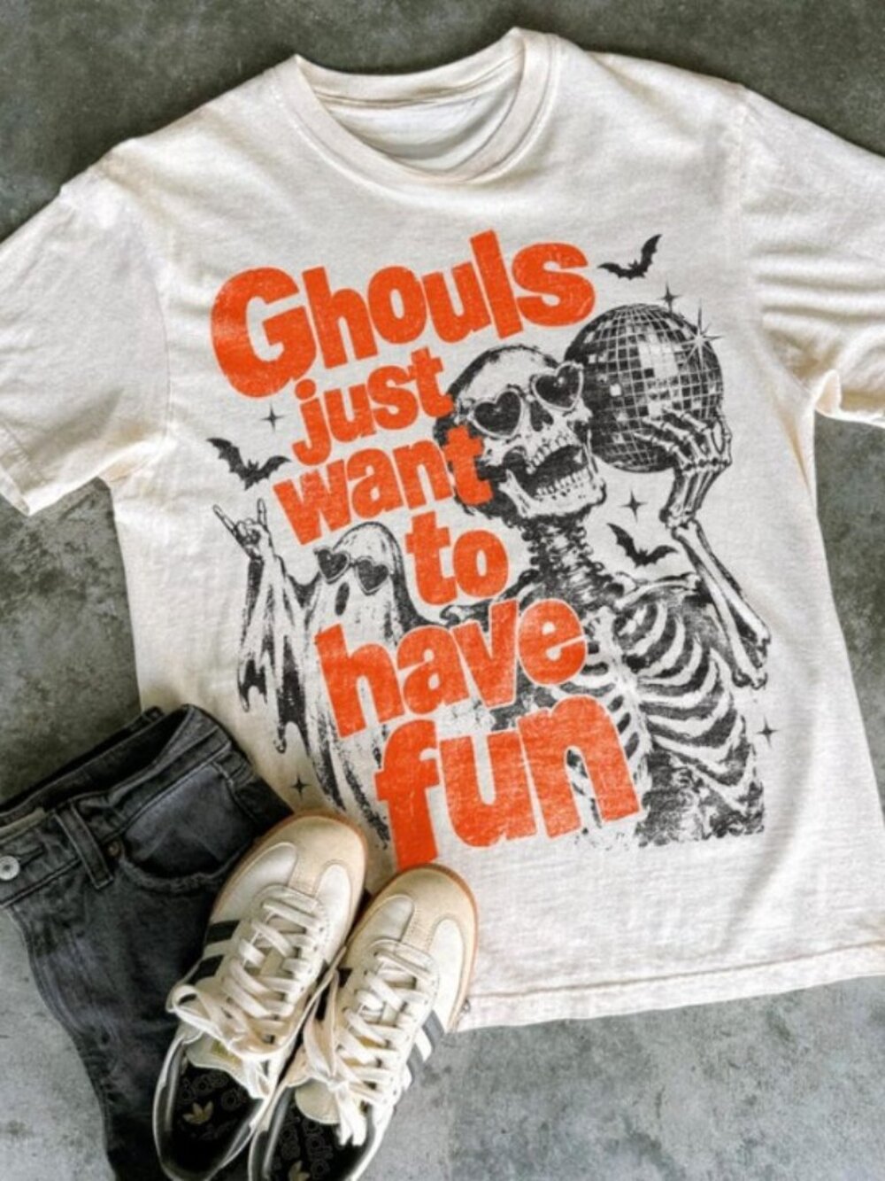 Ghouls Halloween Shirt, Skeleton Ghost Disco Graphic Tee